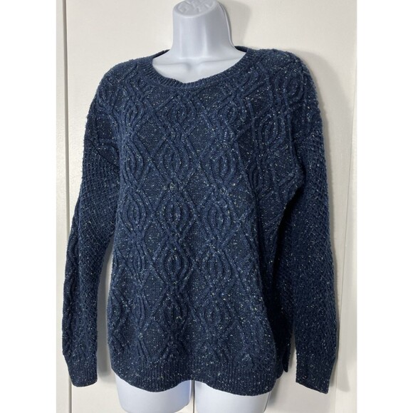 Time and Tru Sweaters - Time and Tru Womens Blue Speckled Knit Sweater Large